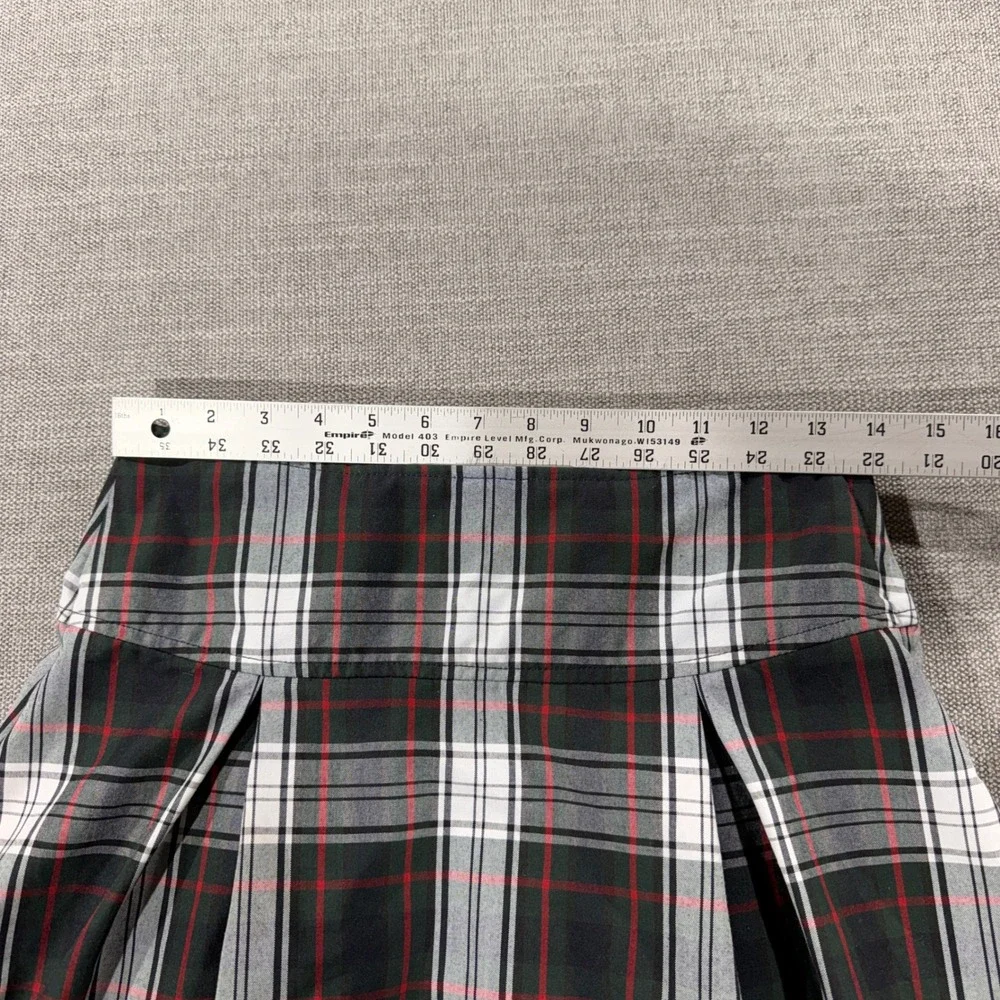 Dennis Uniform Skort Girls G12 Green Plaid Good Side Zip Pleated Built-in Shorts